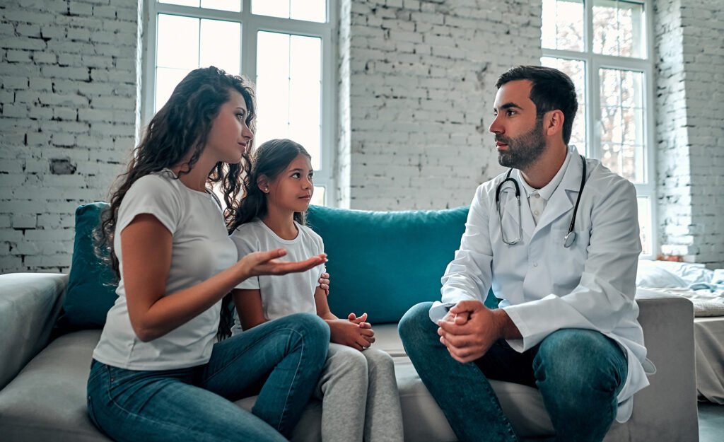 A doctor practicing family medicine